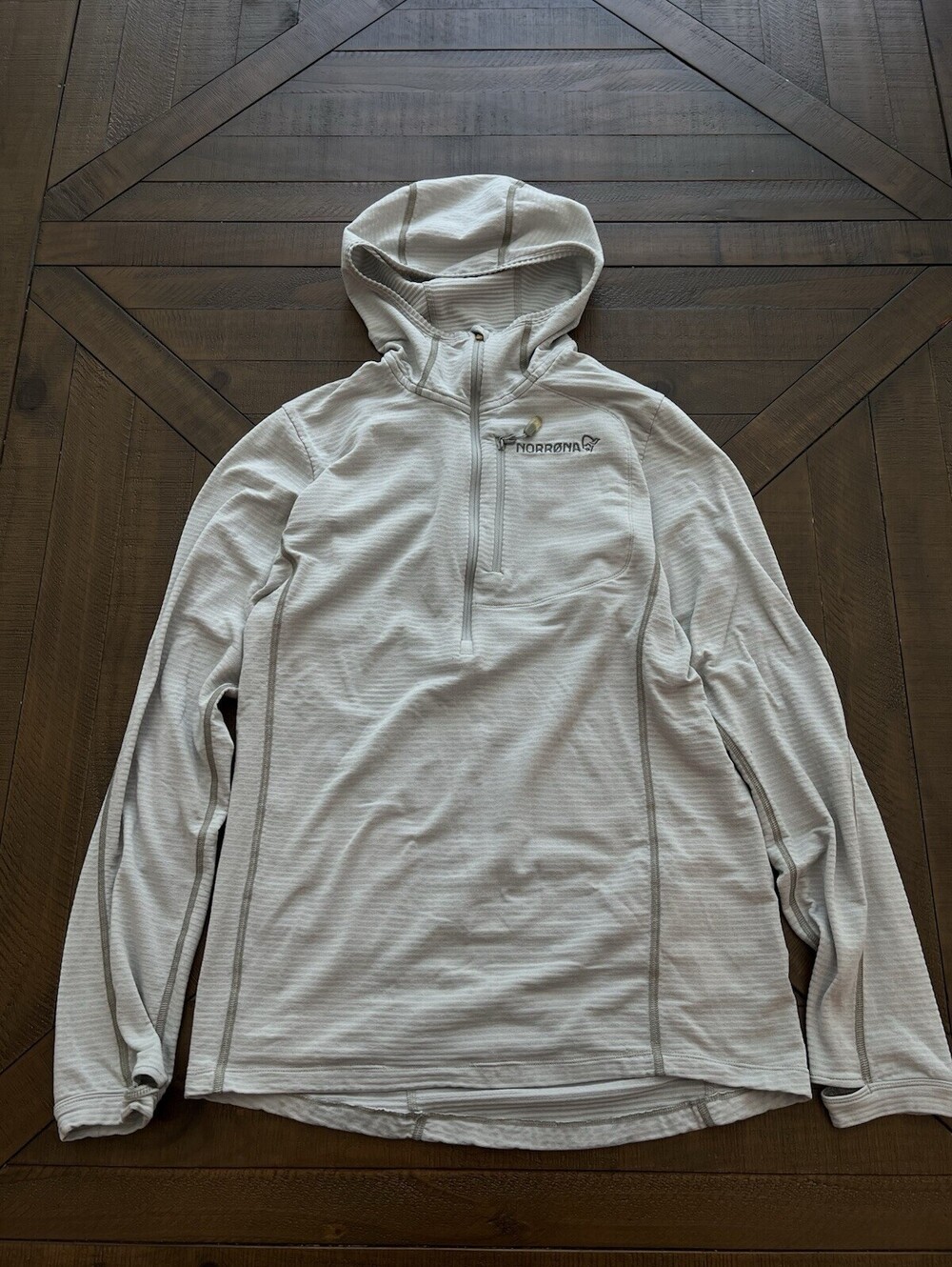 Norrona Bitihorn Warm1 stretch zip up Hoodie Grey Mens Size Medium